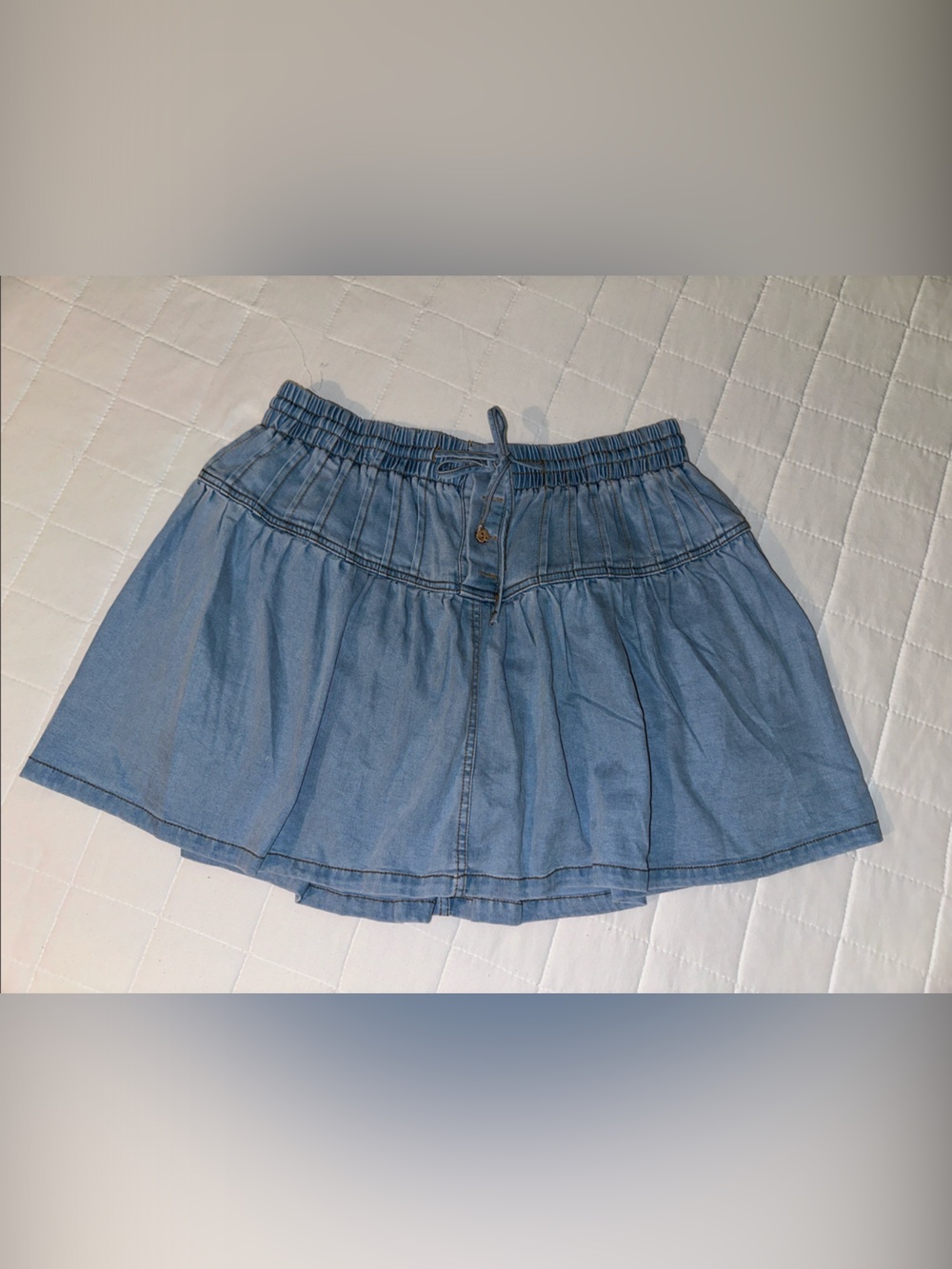 Light Wash Denim Skirt with Elastic Waist
